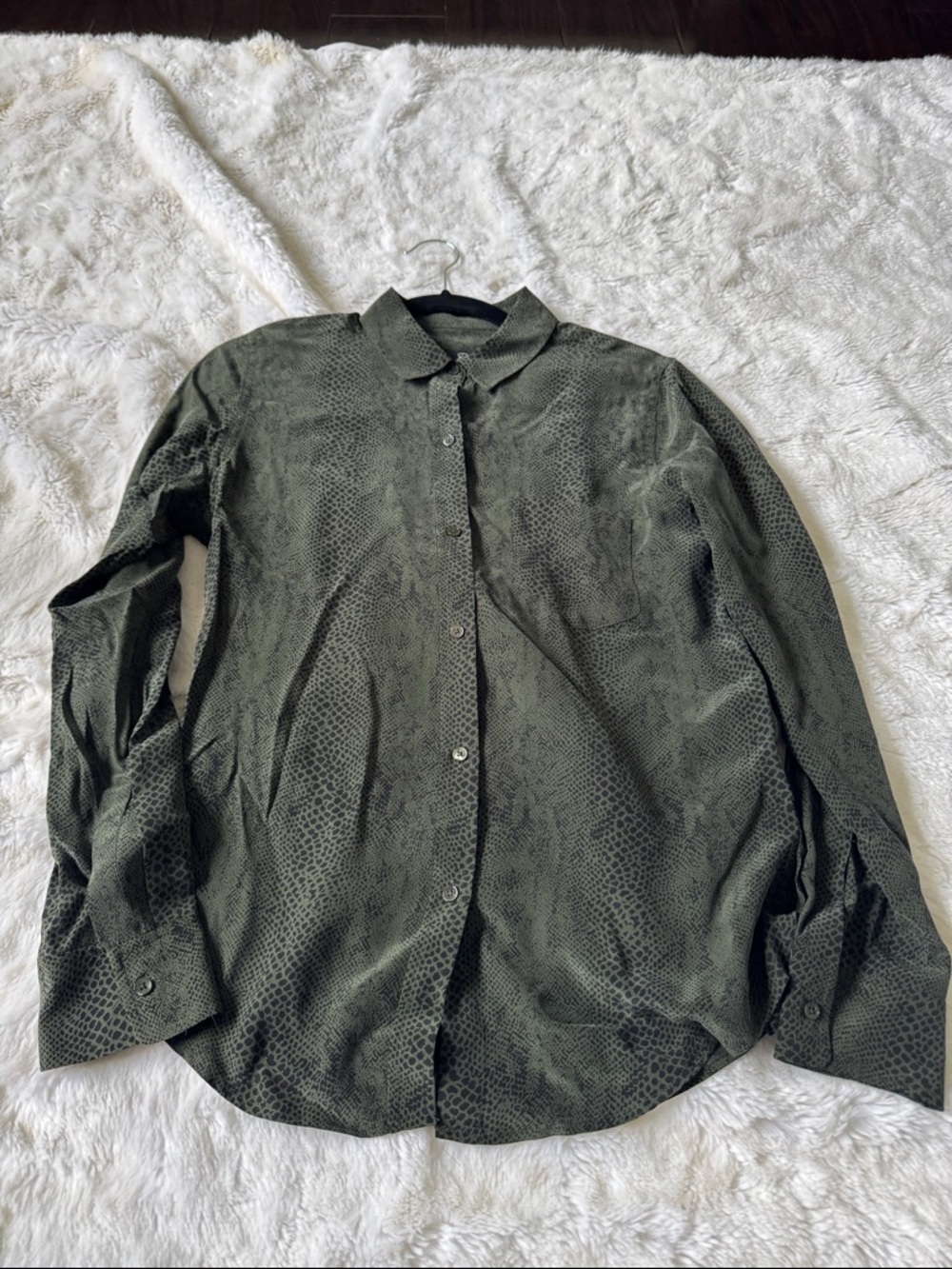 Rails Silk Olive Green Long-Sleeve Button-Up Shirt